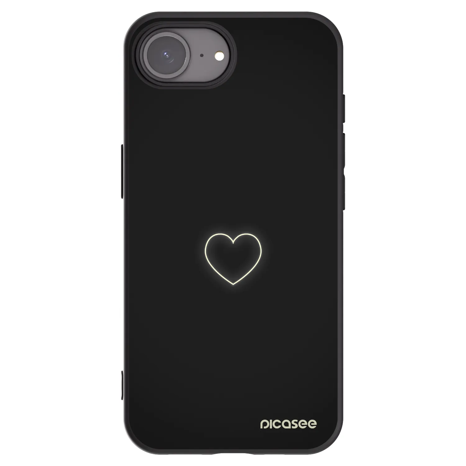 Picasee Apple iPhone 16e Hülle - Schwarzes Silikon - Heart