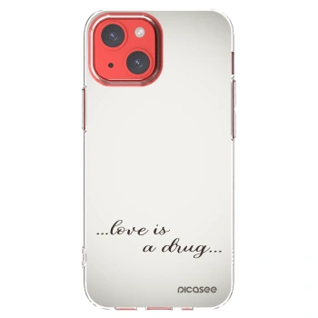 Picasee Apple iPhone 13 mini Hülle - Transparentes Silikon - Love is a drug
