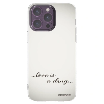Picasee Apple iPhone 14 Pro Max Hülle - Transparentes Silikon - Love is a drug
