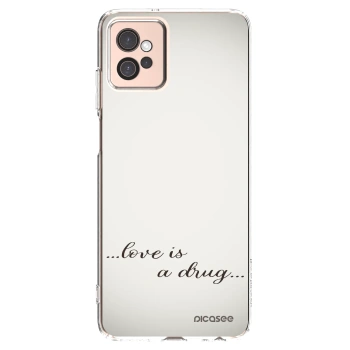 Picasee Motorola Moto G32 Hülle - Transparentes Silikon - Love is a drug