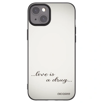 Picasee Apple iPhone 15 Plus Hülle - Schwarzes Silikon - Love is a drug