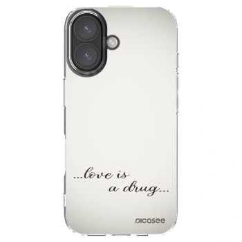 Picasee Apple iPhone 16 Hülle - Transparentes Silikon - Love is a drug