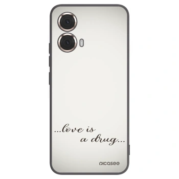 Picasee Motorola Moto G85 Hülle - Schwarzes Silikon - Love is a drug
