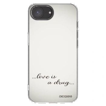 Picasee Apple iPhone 16e Hülle - Transparentes Silikon - Love is a drug