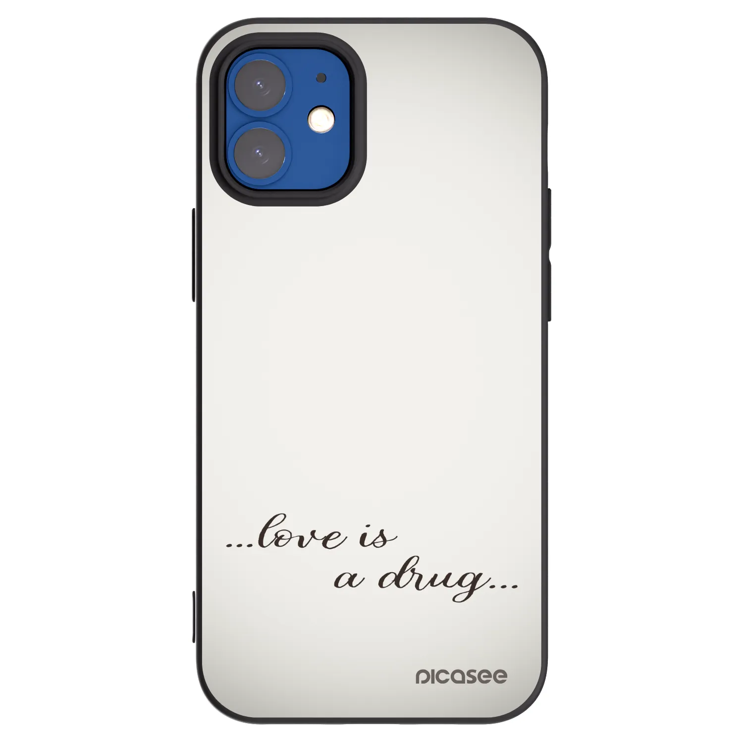Picasee Apple iPhone 12 mini Hülle - Schwarzes Silikon - Love is a drug