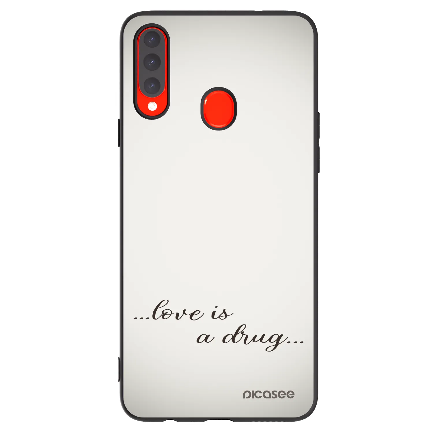 Picasee Samsung Galaxy A20s Hülle - Schwarzes Silikon - Love is a drug