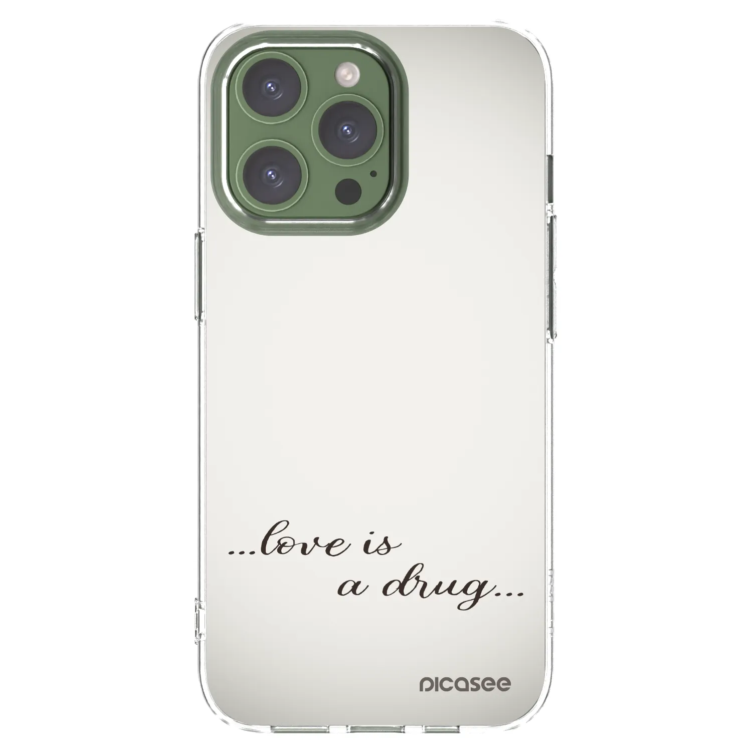 Picasee Apple iPhone 13 Pro Hülle - Transparentes Silikon - Love is a drug