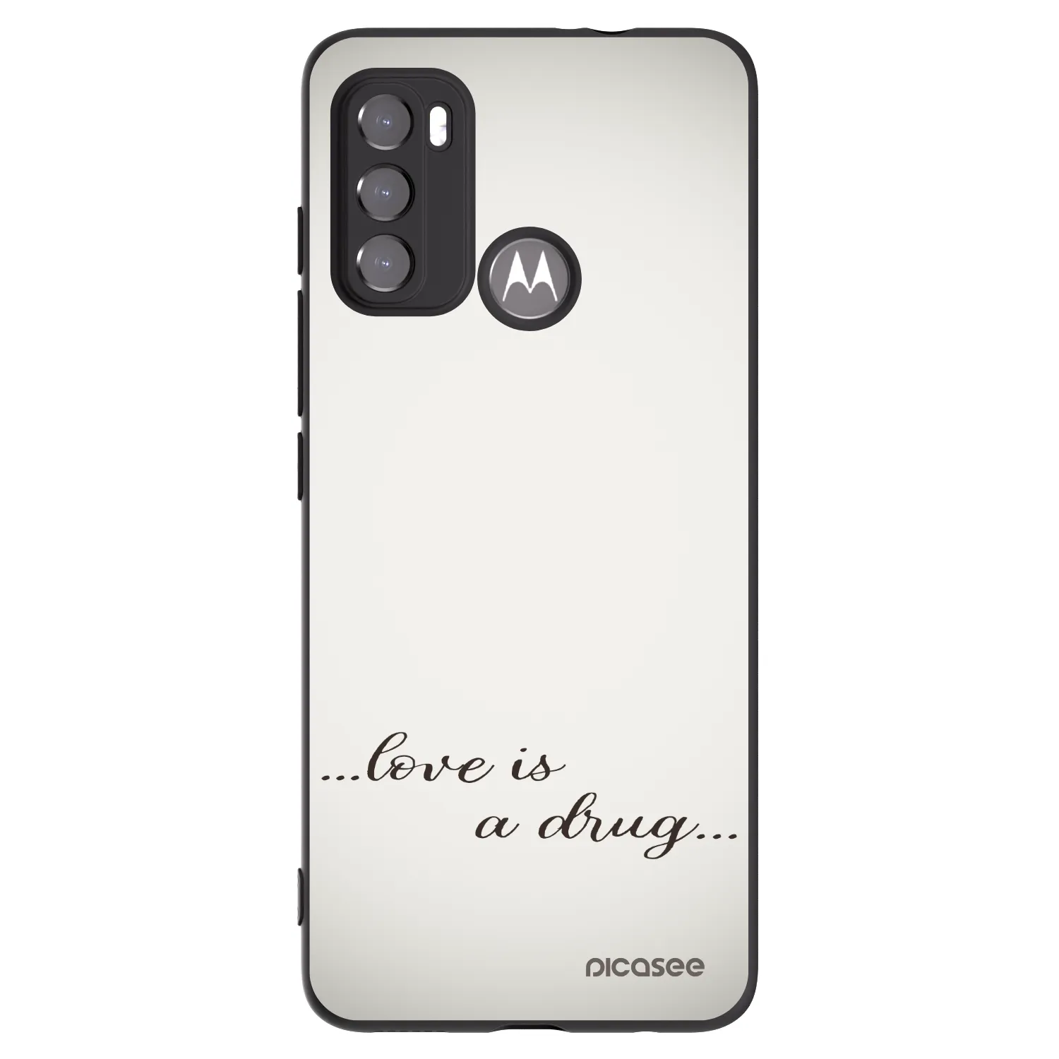 Picasee Motorola Moto G60 Hülle - Schwarzes Silikon - Love is a drug