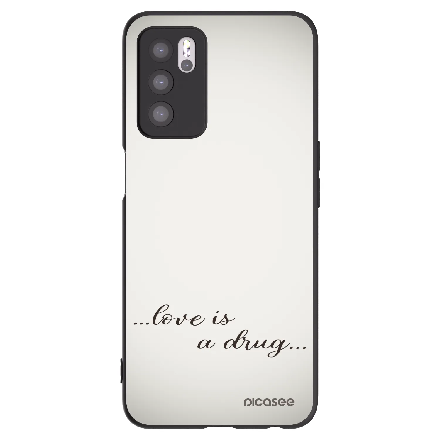 Picasee OPPO A16s Hülle - Schwarzes Silikon - Love is a drug