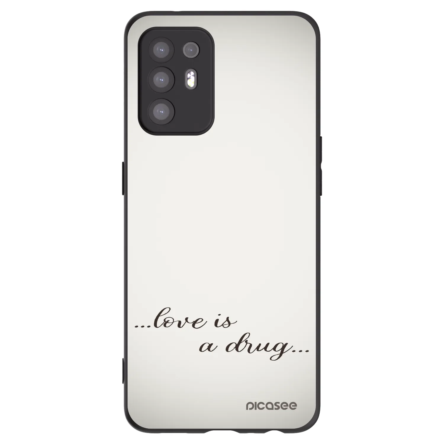 Picasee OPPO A94 5G Hülle - Schwarzes Silikon - Love is a drug