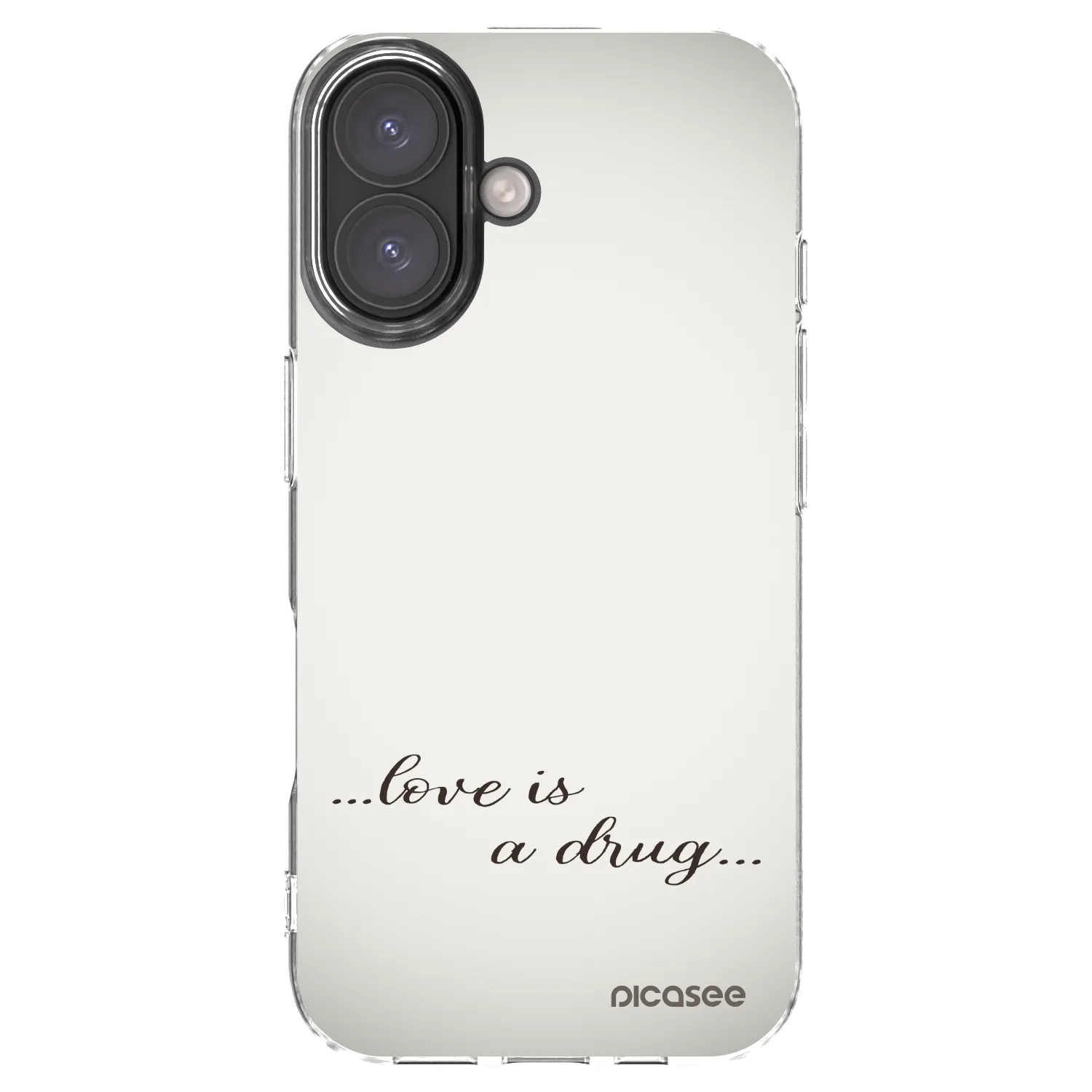 Picasee Apple iPhone 16 Hülle - Transparentes Silikon - Love is a drug