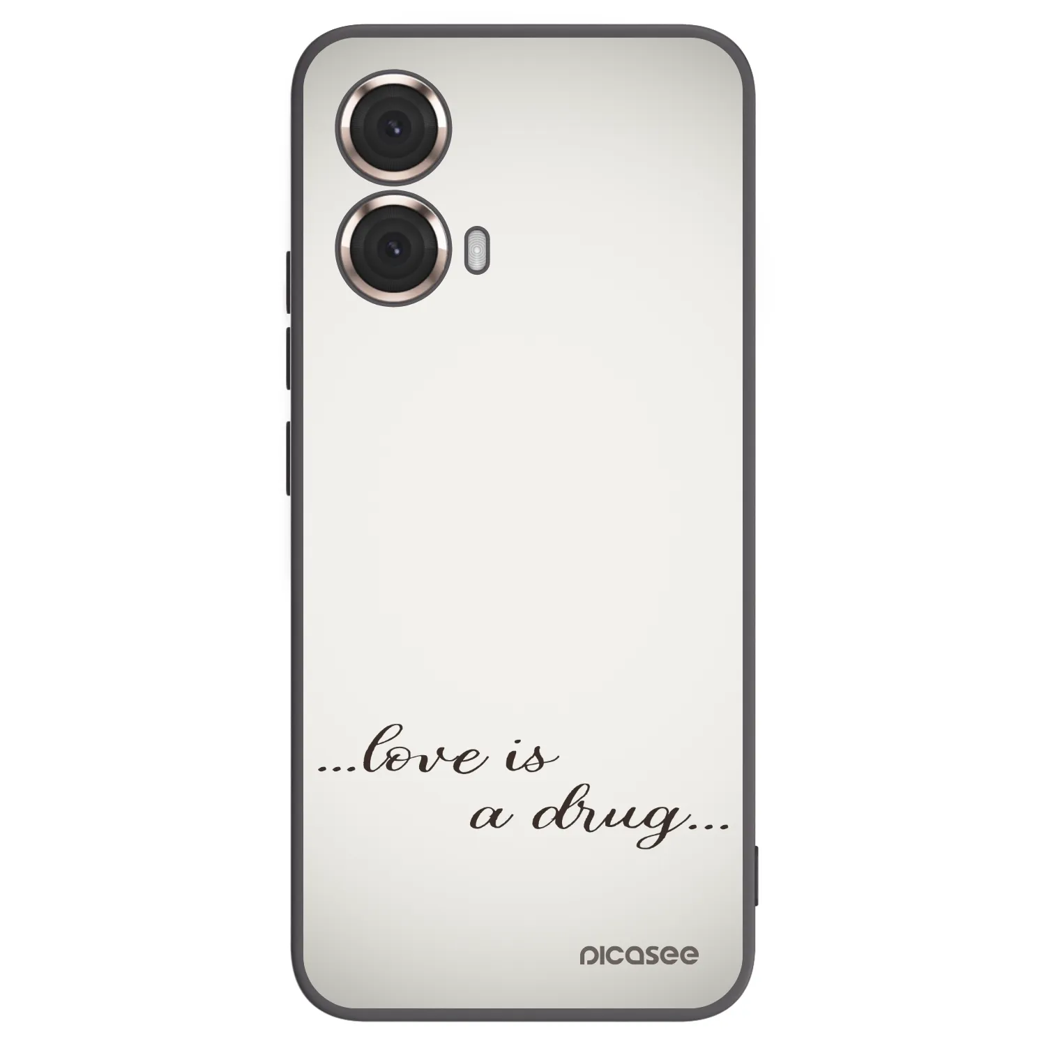 Picasee Motorola Moto G85 Hülle - Schwarzes Silikon - Love is a drug