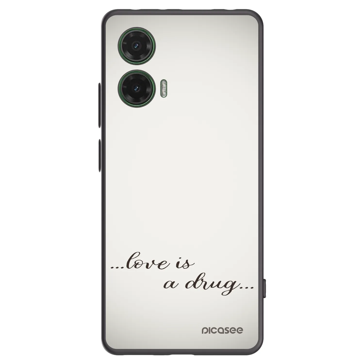 Picasee Motorola Moto G35 5G Hülle - Schwarzes Silikon - Love is a drug