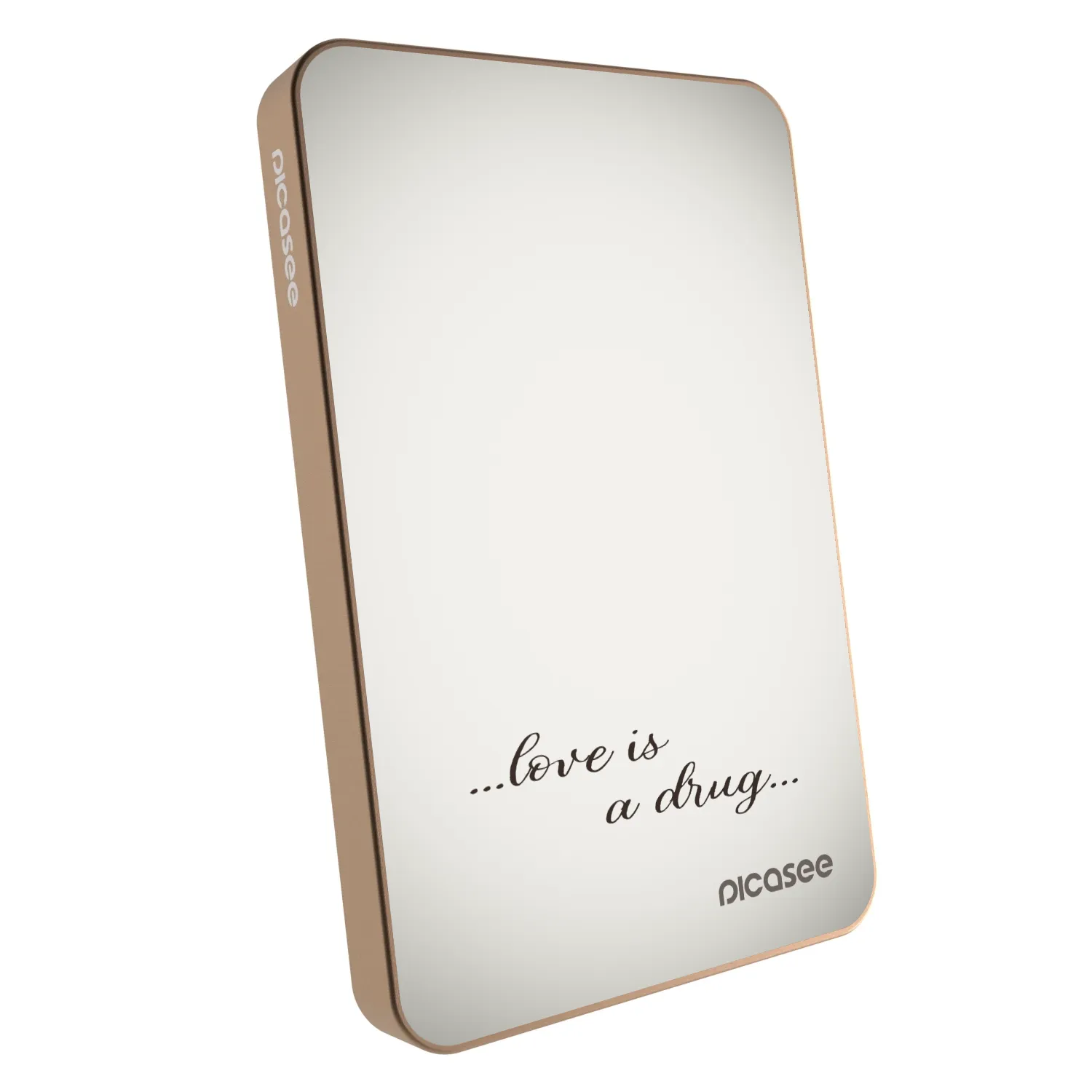 Picasee Powerbank mit MagSafe 5 000 mAh Golden - Love is a drug