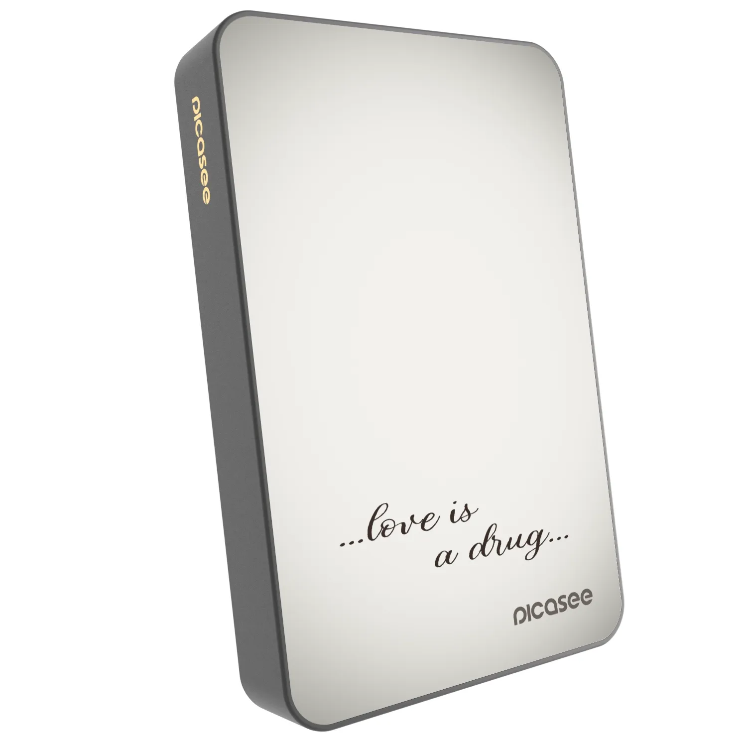 Picasee Powerbank mit MagSafe 10 000 mAh Grau - Love is a drug
