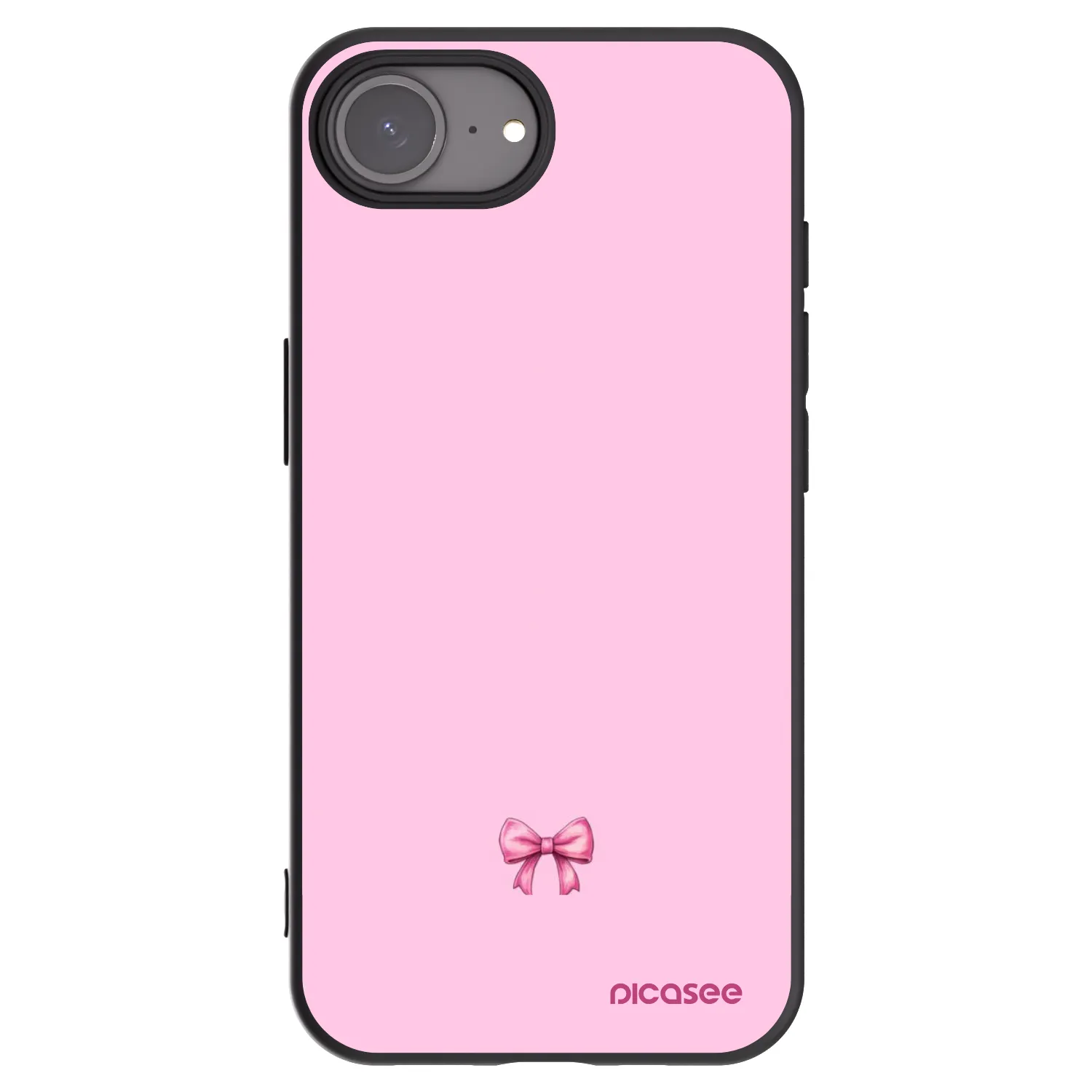 Picasee Apple iPhone 16e Hülle - Schwarzes Silikon - Blush bow