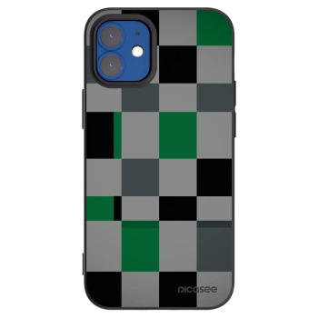 Picasee Apple iPhone 12 mini Hülle - Schwarzes Silikon - Block Grid