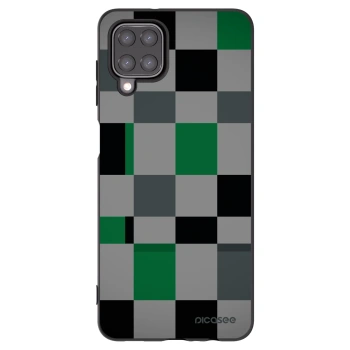 Picasee Samsung Galaxy A12 A125F Hülle - Schwarzes Silikon - Block Grid