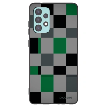 Picasee Samsung Galaxy A72 A725F Hülle - Schwarzes Silikon - Block Grid