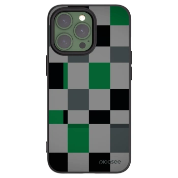 Picasee Apple iPhone 13 Pro Hülle - Schwarzes Silikon - Block Grid