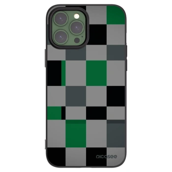 Picasee Apple iPhone 13 Pro Max Hülle - Schwarzes Silikon - Block Grid