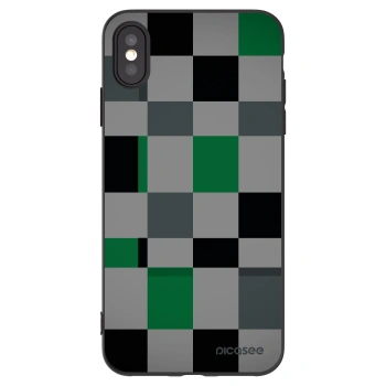 Picasee Apple iPhone XS Max Hülle - Schwarzes Silikon - Block Grid