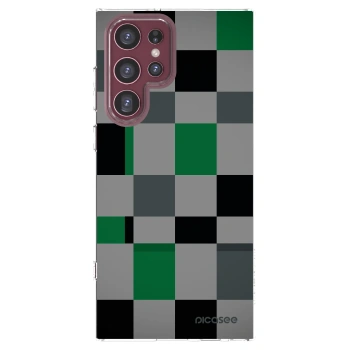 Picasee Samsung Galaxy S22 Ultra 5G Hülle - Transparentes Silikon - Block Grid
