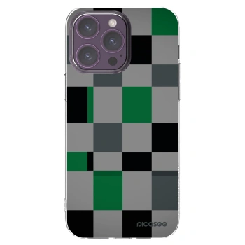 Picasee Apple iPhone 14 Pro Max Hülle - Transparentes Silikon - Block Grid