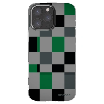 Picasee Apple iPhone 16 Pro Max Hülle - Transparentes Silikon - Block Grid