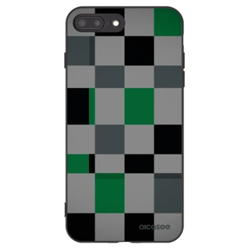 Picasee Apple iPhone 7 Plus Hülle - Schwarzes Silikon - Block Grid