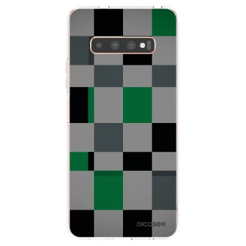 Picasee Samsung Galaxy S10 Plus G975 Hülle - Transparentes Silikon - Block Grid