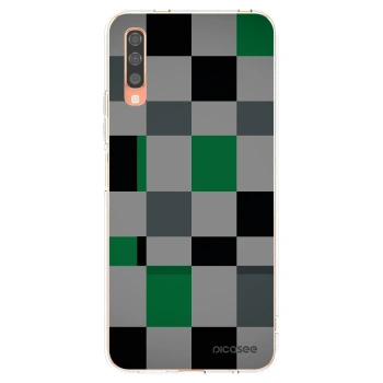 Picasee Samsung Galaxy A70 A705F Hülle - Transparentes Silikon - Block Grid