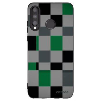 Picasee Huawei P30 Lite Hülle - Schwarzes Silikon - Block Grid