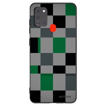 Picasee Samsung Galaxy A21s Hülle - Schwarzes Silikon - Block Grid