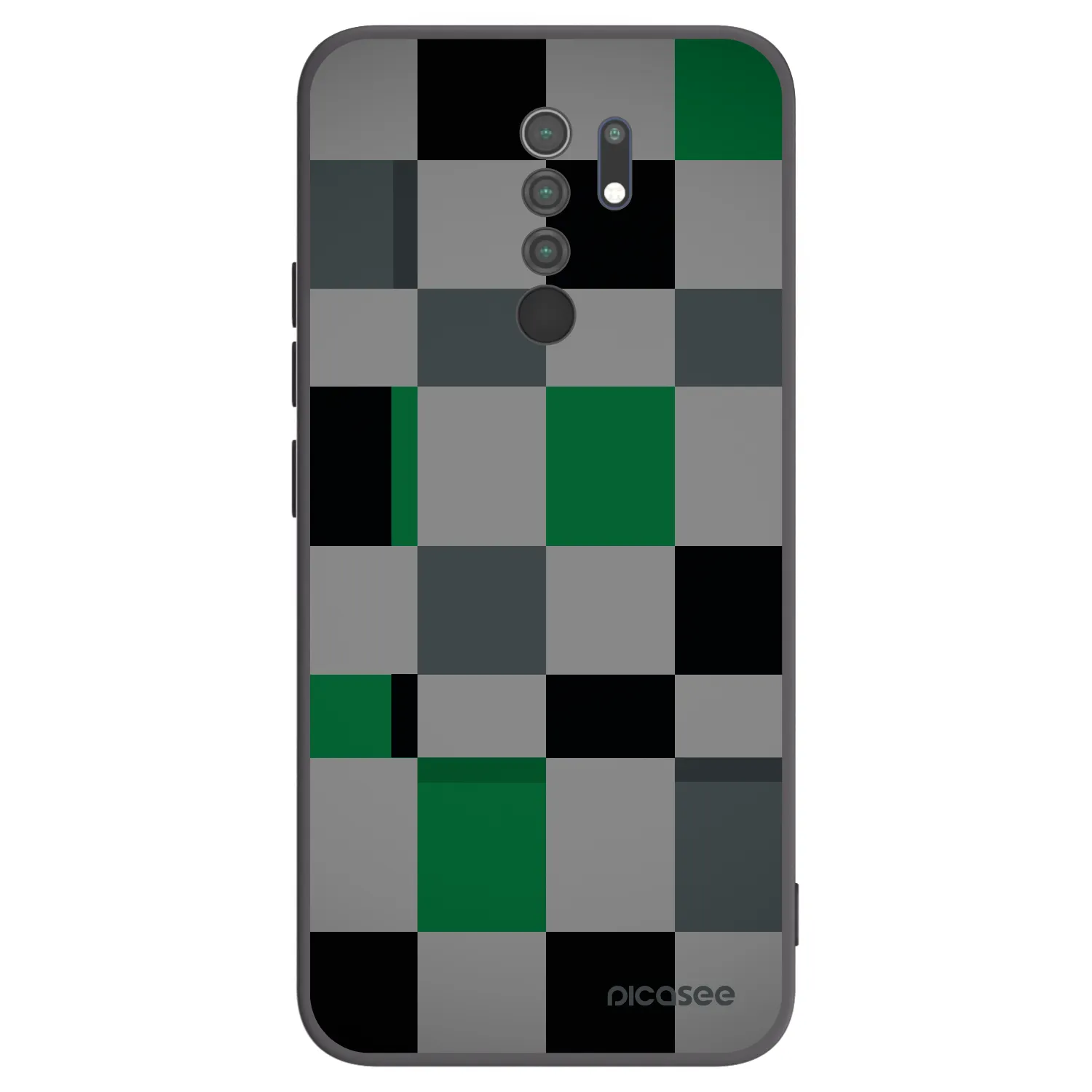 Picasee Xiaomi Redmi 9 Hülle - Schwarzes Silikon - Block Grid