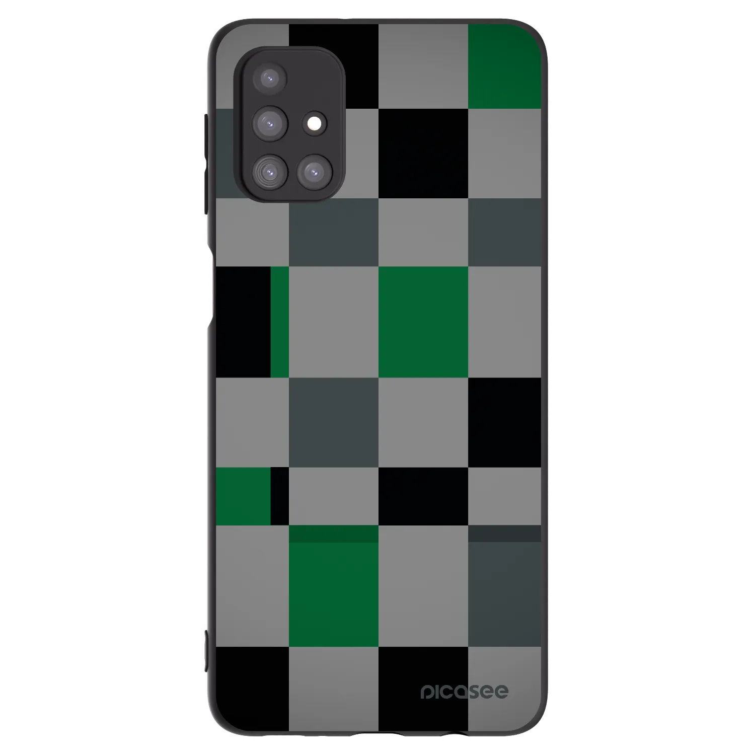 Picasee Samsung Galaxy M31s Hülle - Schwarzes Silikon - Block Grid