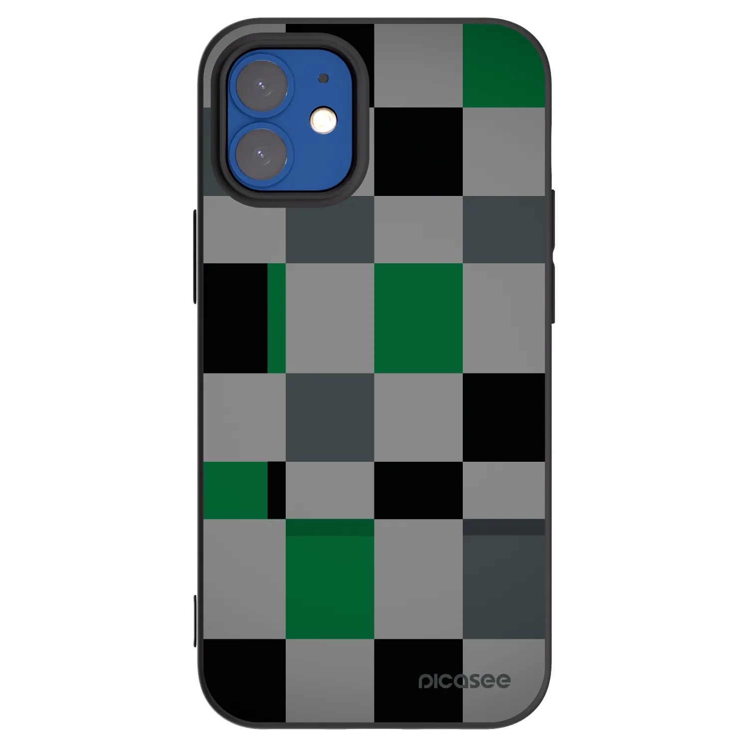 Picasee Apple iPhone 12 mini Hülle - Schwarzes Silikon - Block Grid