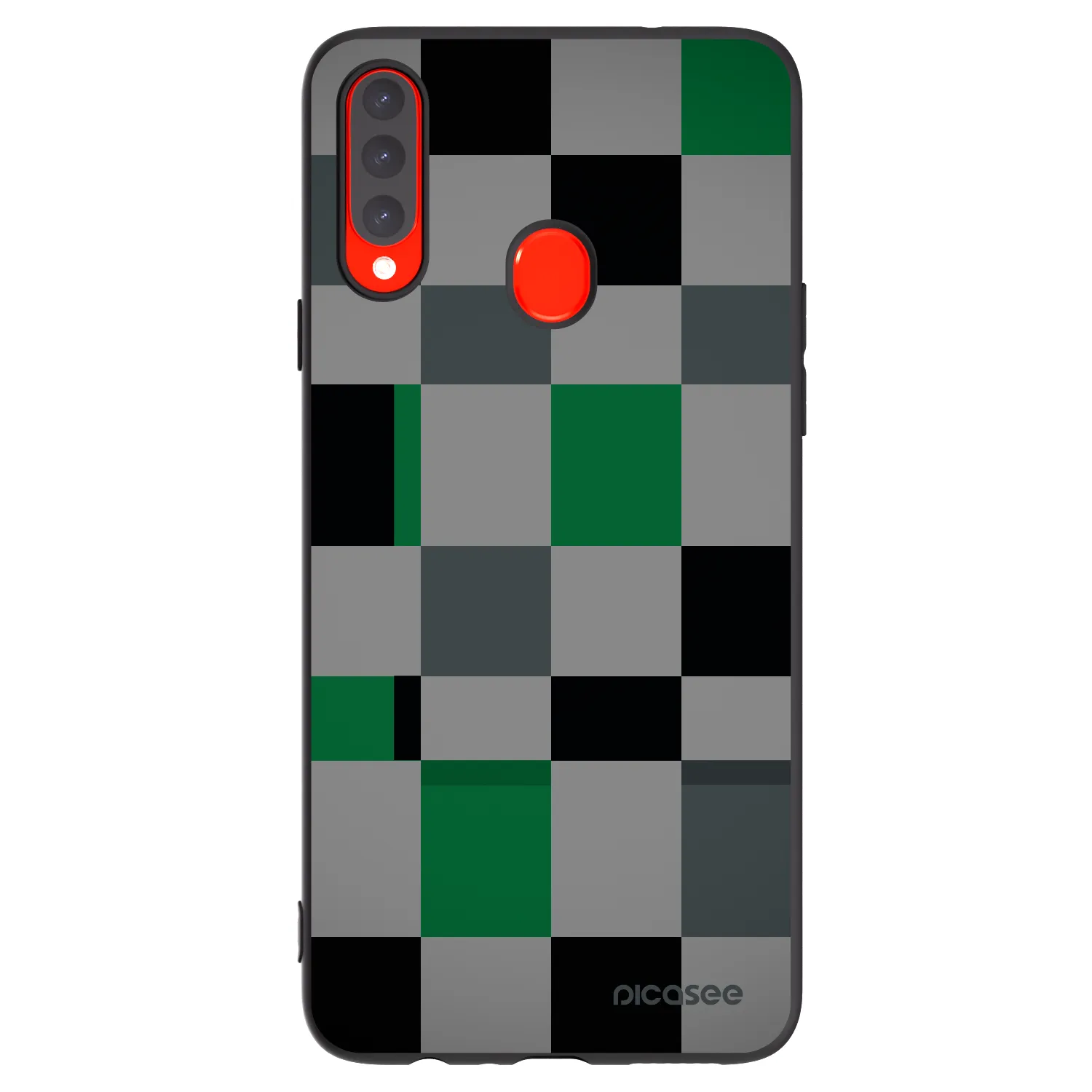 Picasee Samsung Galaxy A20s Hülle - Schwarzes Silikon - Block Grid