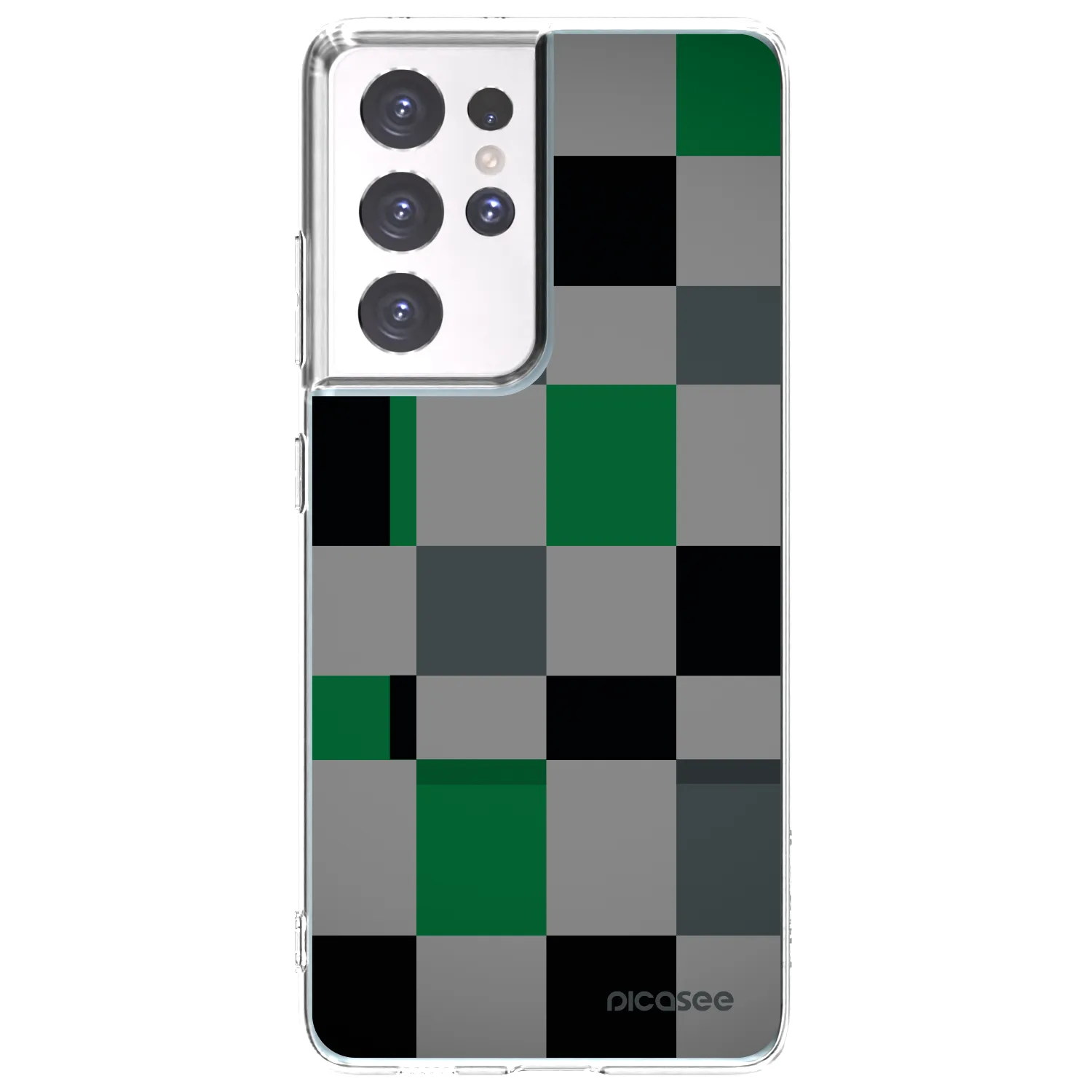 Picasee Samsung Galaxy S21 Ultra 5G G998B Hülle - Transparentes Silikon - Block Grid