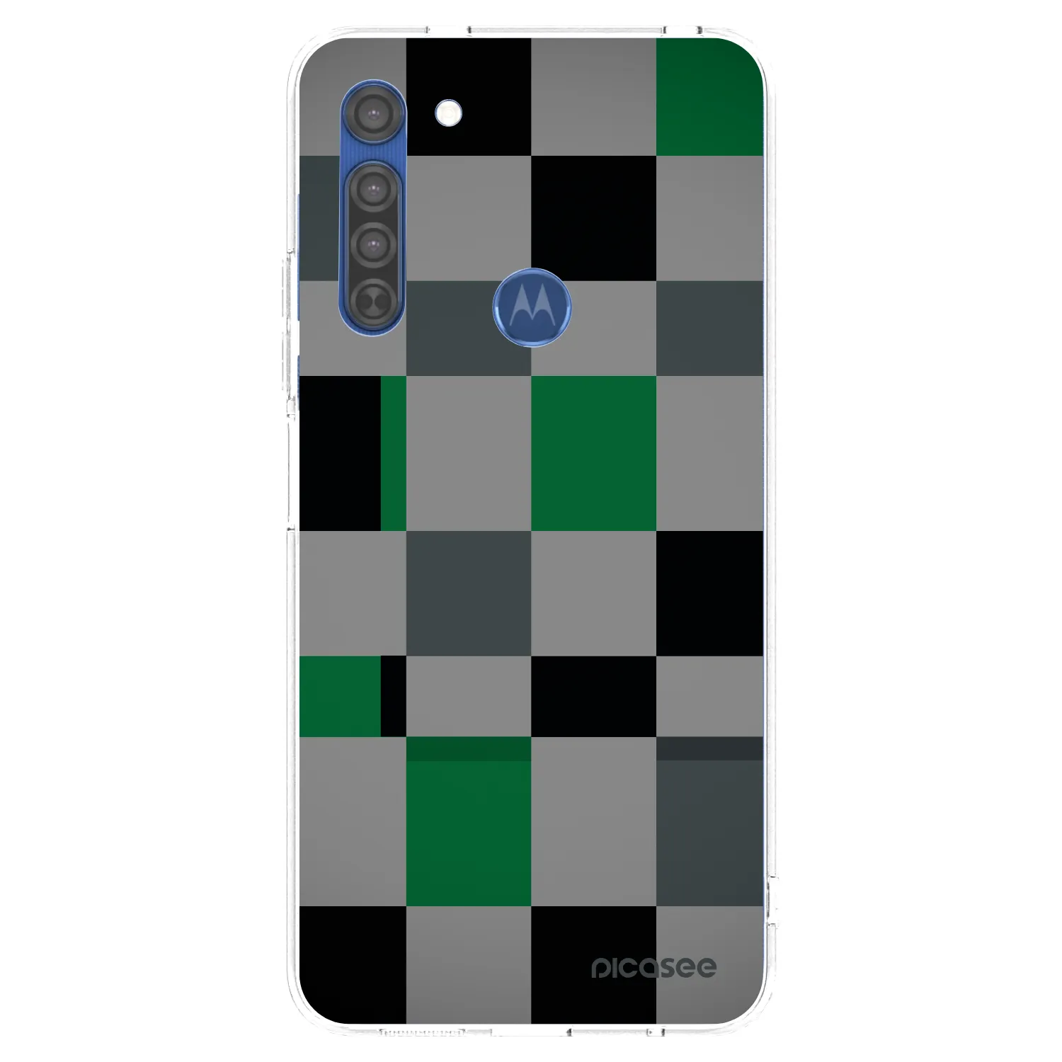 Picasee Motorola Moto G8 Hülle - Transparentes Silikon - Block Grid