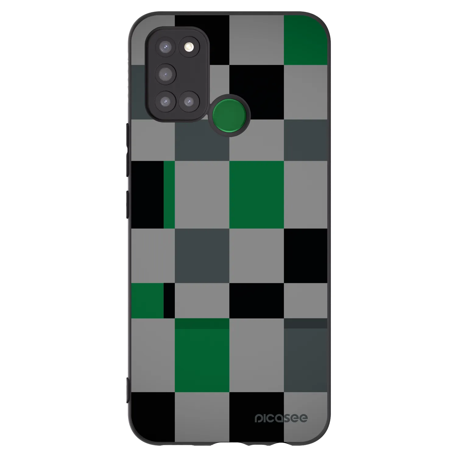 Picasee Realme 7i Hülle - Schwarzes Silikon - Block Grid