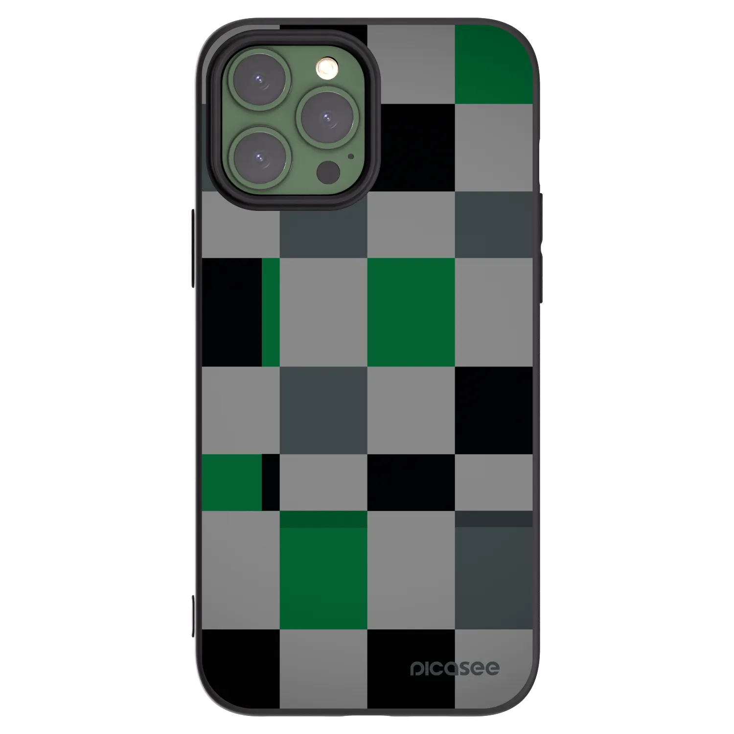 Picasee Apple iPhone 13 Pro Max Hülle - Schwarzes Silikon - Block Grid