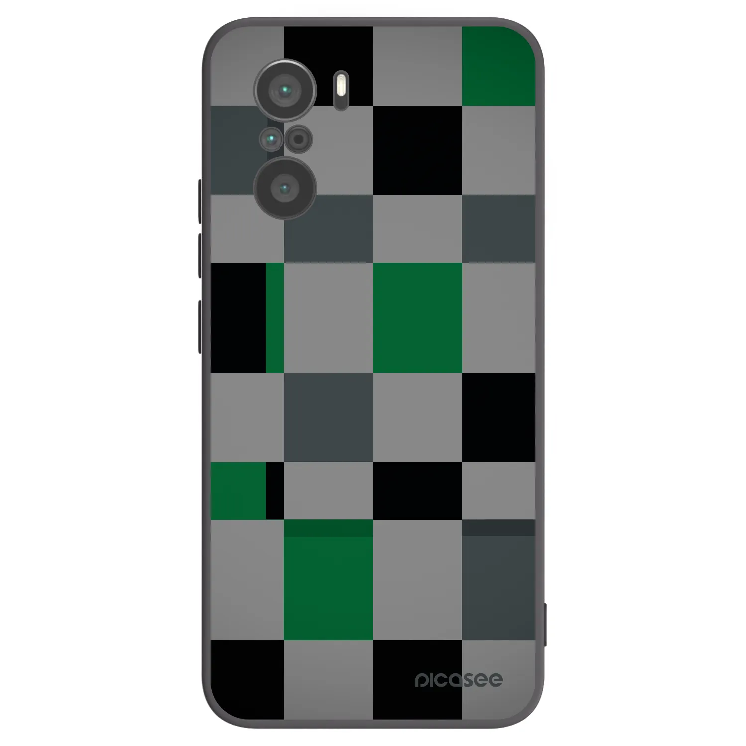 Picasee Xiaomi Poco F3 Hülle - Schwarzes Silikon - Block Grid