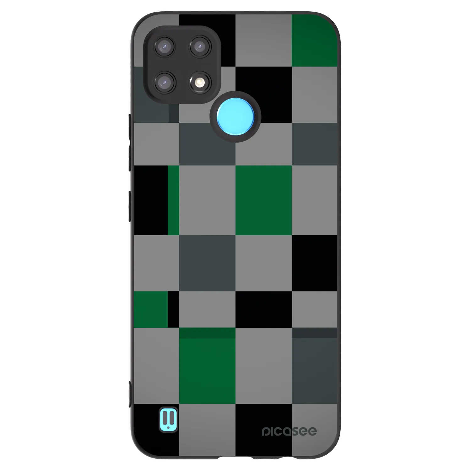 Picasee Realme C21 Hülle - Schwarzes Silikon - Block Grid