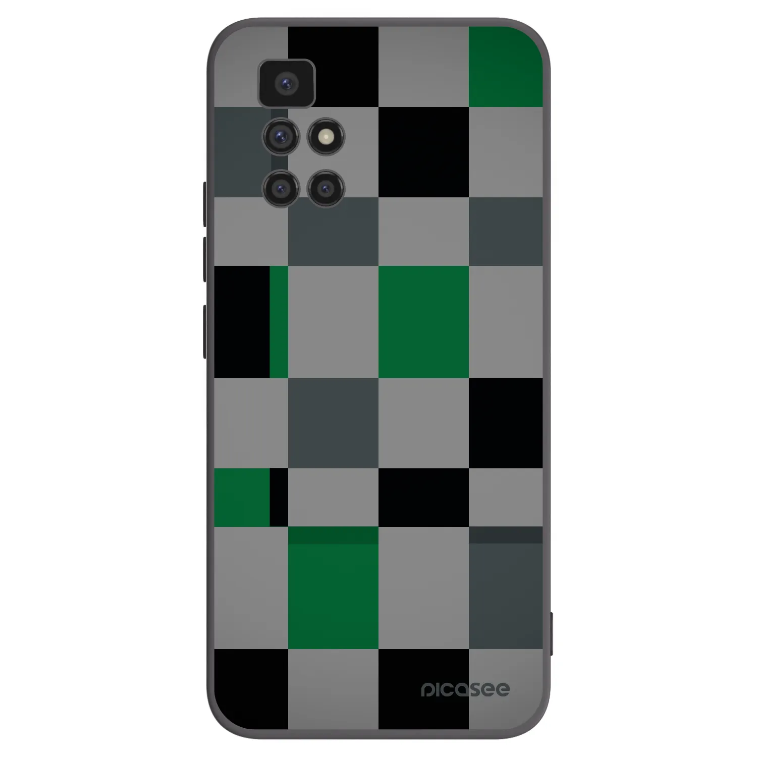 Picasee Xiaomi Redmi 10 Hülle - Schwarzes Silikon - Block Grid