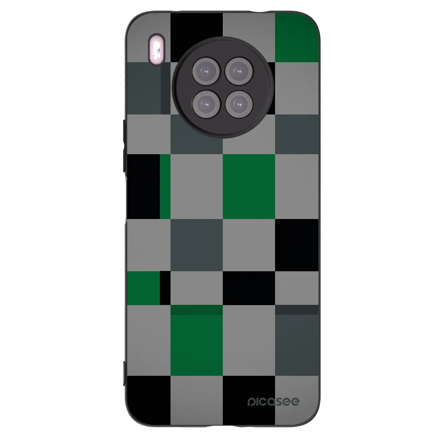 Picasee Huawei Nova 8i Hülle - Schwarzes Silikon - Block Grid