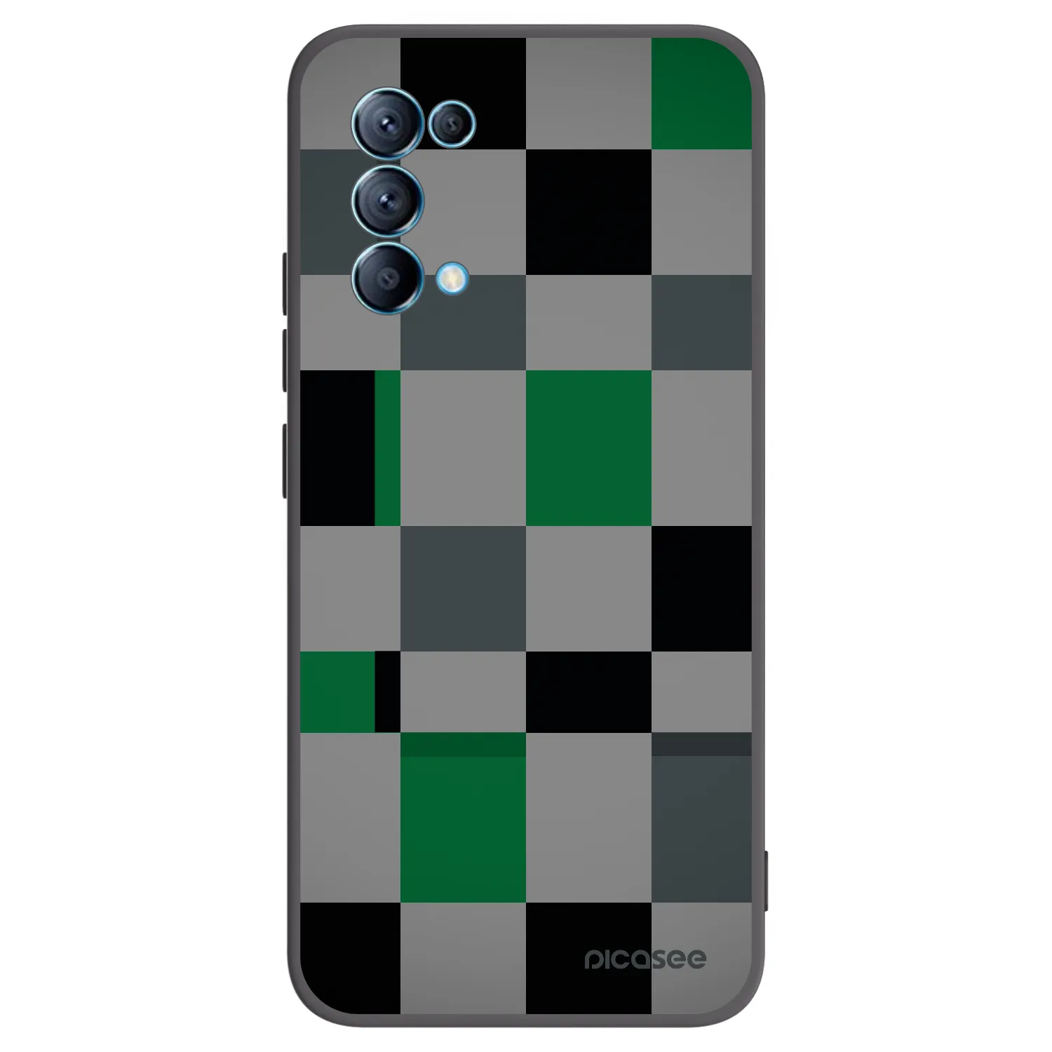 Picasee OPPO A16s Hülle - Schwarzes Silikon - Block Grid