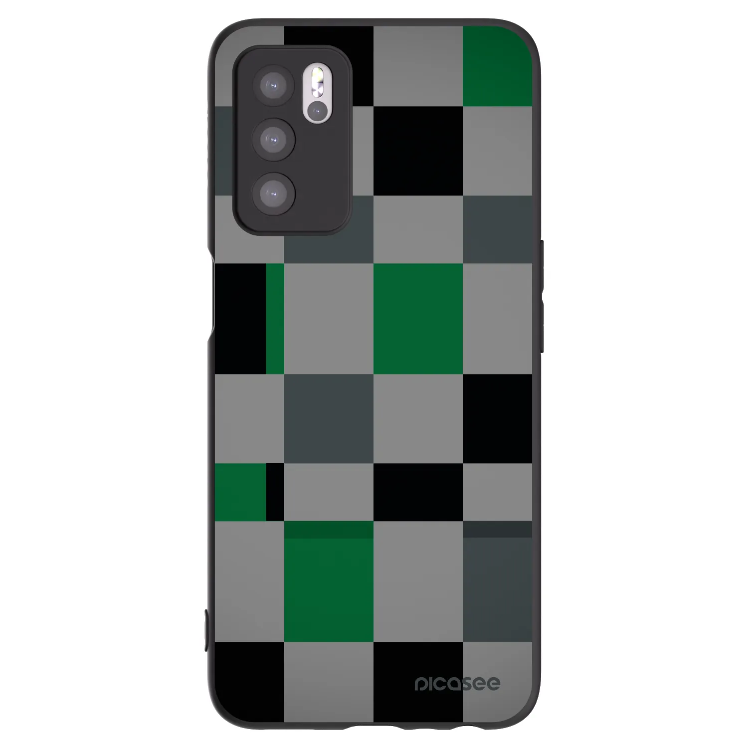 Picasee OPPO A16s Hülle - Schwarzes Silikon - Block Grid