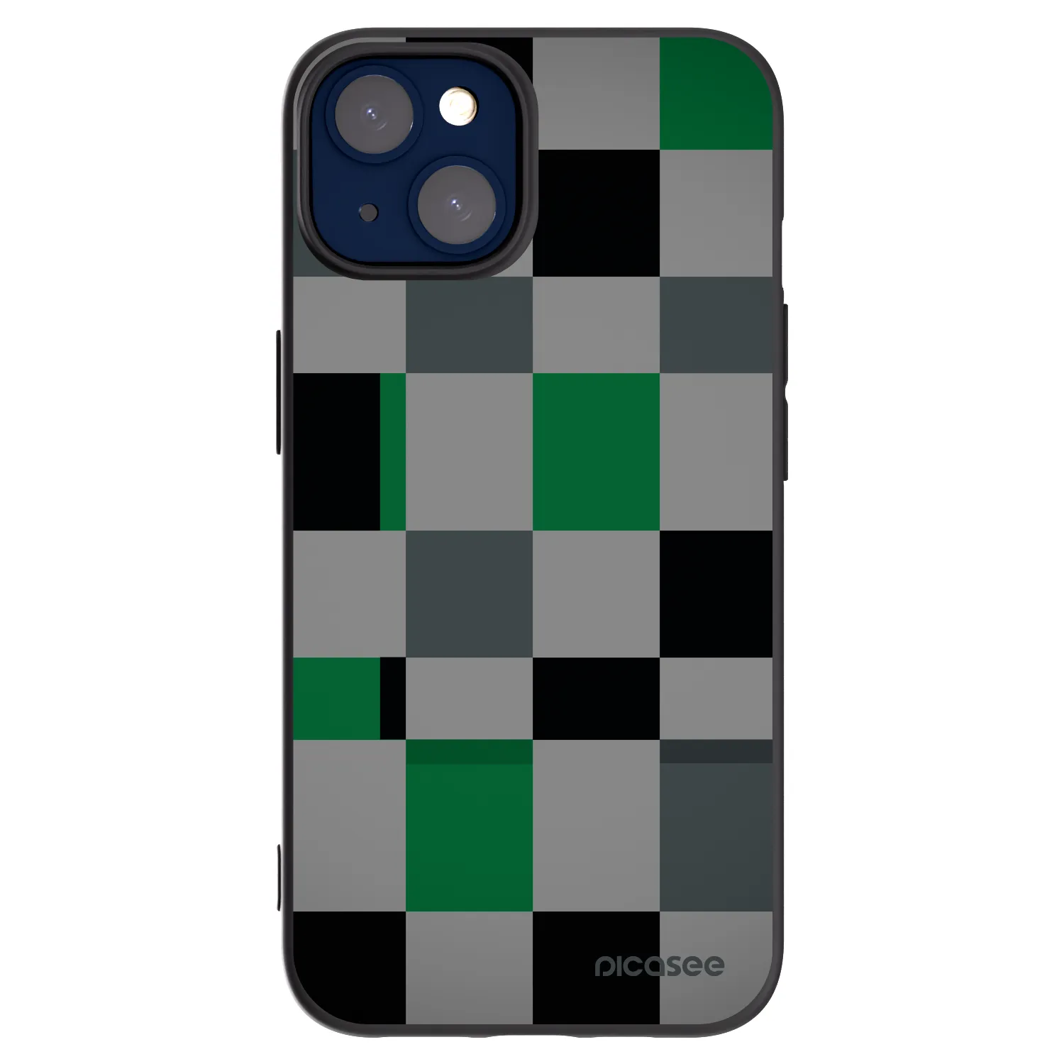 Picasee Apple iPhone 14 Hülle - Schwarzes Silikon - Block Grid