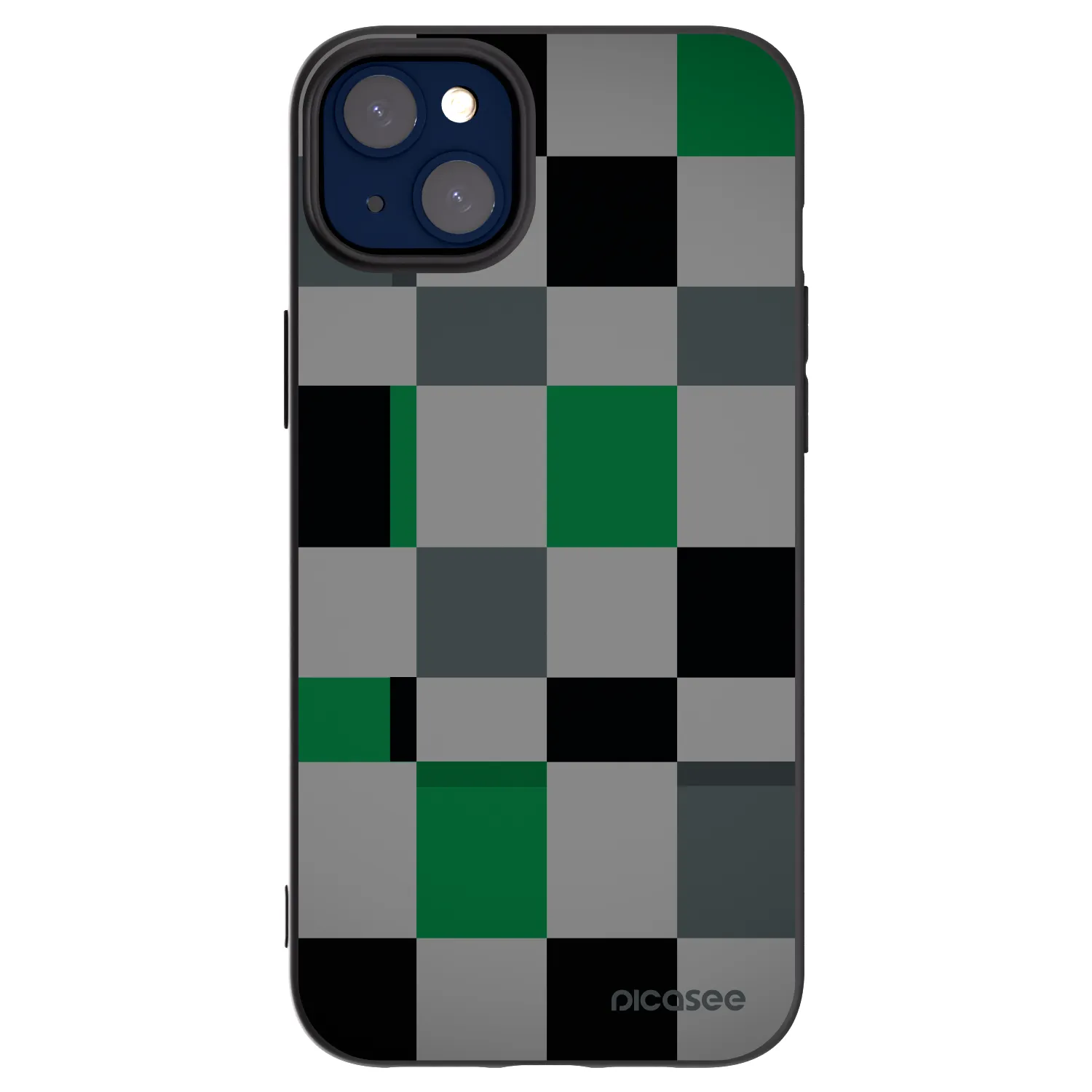 Picasee Apple iPhone 14 Plus Hülle - Schwarzes Silikon - Block Grid